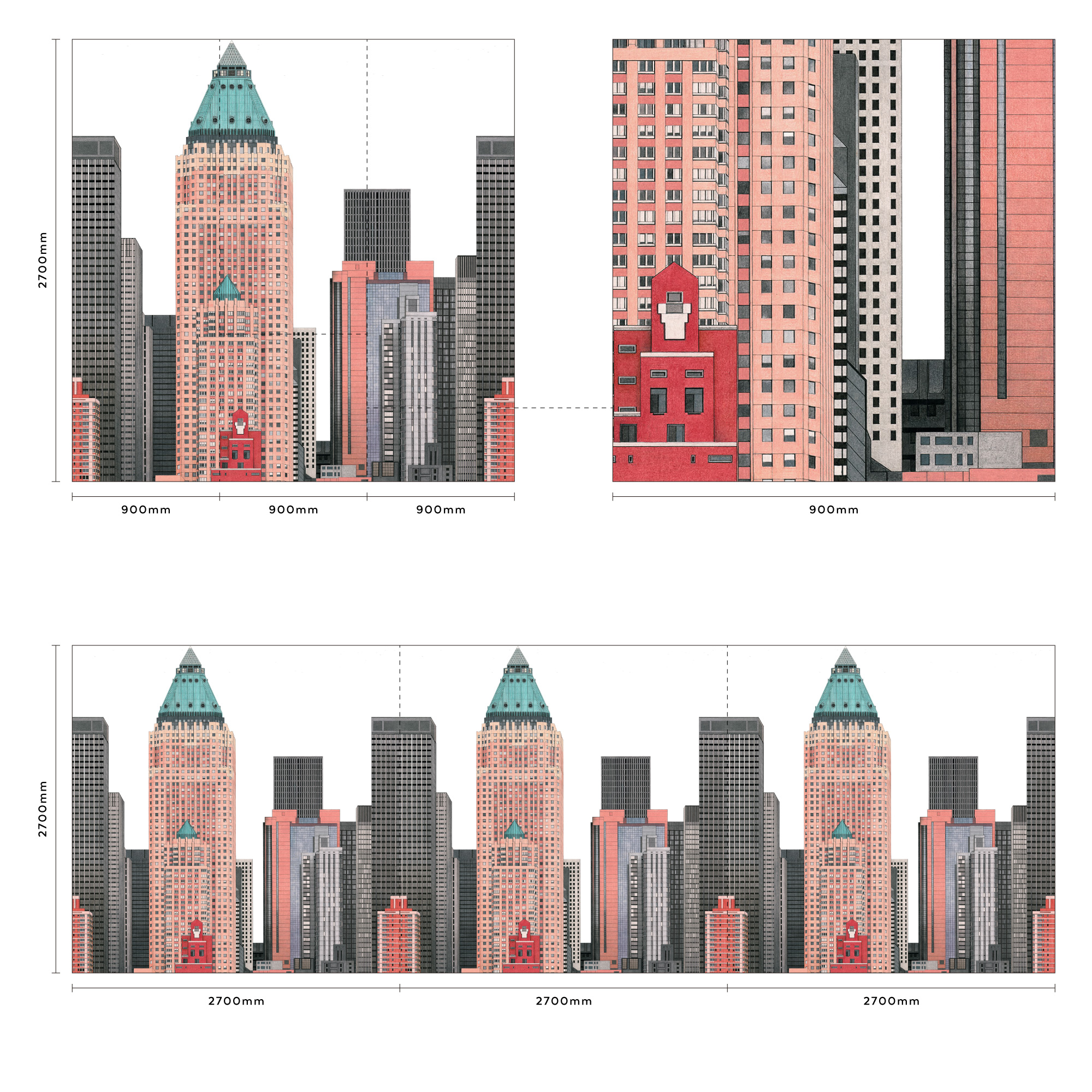 New York Skyline / LTCH124 寸法・詳細画像 1